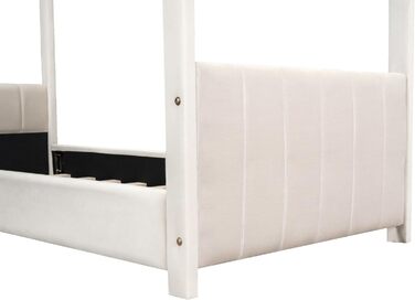 Дитяче ліжко Merax 90x200 см, бежеве, з каркасом, підлогове, з узголів’ям і узніжжям, без матраца, для хлопчиків та дівчаток