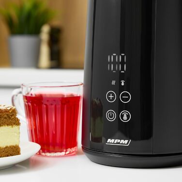 Електрочайник MPM MCZ-120/C 1,5 л з подвійними стінками, регулювання температури 40-100°C, нержавіюча сталь, 2200 Вт, тихий, чорний