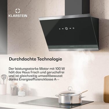 Витяжка кухонна Klarstein FlashLine 60, чорно-мідна, 524 м³/год, сенсорне керування, LED-підсвітка, клас A++, режим відведення та рециркуляції, 60 см