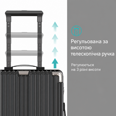 Середній валізний чемодан Voyagoux 71 л, жорсткий ABS, TSA-замок, 4 колеса, чорний, 27x41x67 см, легкий ручний багаж