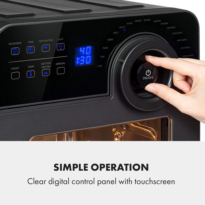 Аерофритюрниця Klarstein AeroVital Cube Chef 1700 Вт, 16 програм, 14 л, сенсорне керування, з нержавіючої сталі, чорна