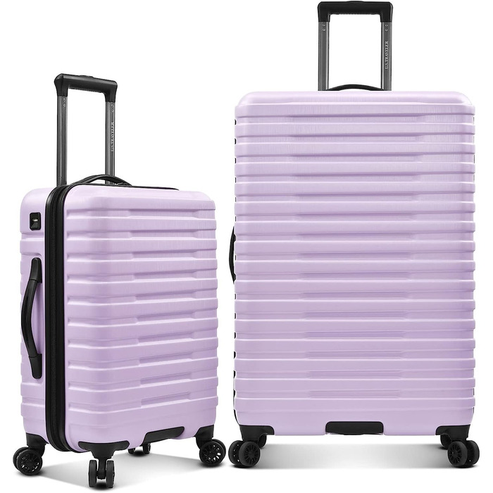 Жорсткий валіза U.S. Traveler Boren 22'' з полікарбонату, 8 подвійних коліс, алюмінієва ручка, з USB-портом, лаванда, ручна поклажа