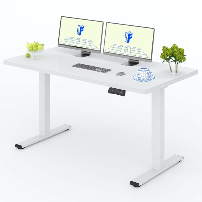Електричний регульований стіл FLEXISPOT 180x80 см, білий. Підйомний стіл з двома двигунами, вантажопідйомність 160 кг