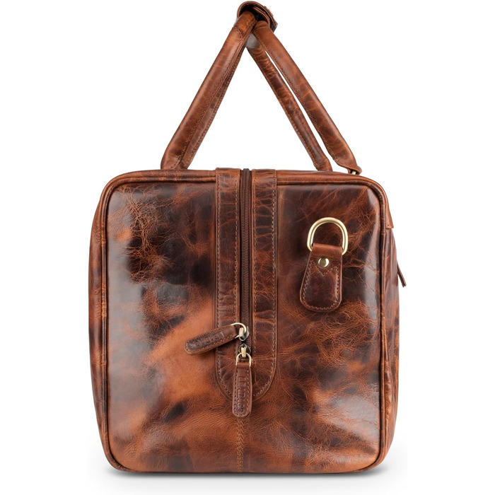 Дорожня сумка з натуральної шкіри LEABAGS, 40 л, преміум, для жінок і чоловіків, коричнева, спортивна, для подорожей, тренувань та літака
