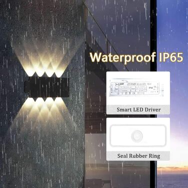 Світильник настінний LED Lightsjoy 16Вт, чорний, для внутрішнього та зовнішнього використання, сучасний дизайн, IP65, водонепроникний, алюмінієвий корпус, освітлення для сходів, вітальні, спальні, коридору, тепле біле світло