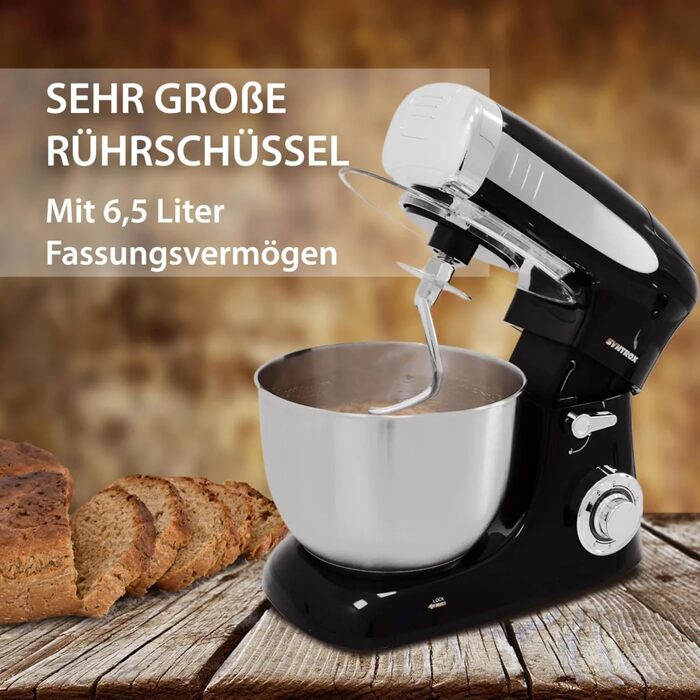 Кухонна машина Syntrox Germany Deluxe 1300 Вт, м'ясорубка і міксер, багатофункціональний міксер з насадками, універсальна кухонна техніка, чорна