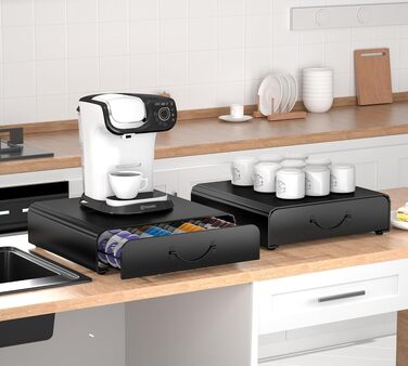 Тримач для капсул Tassimo на 64 шт, металевий органайзер для зберігання кавових капсул, штабельний диспенсер для кавомашини Tassimo, чорний