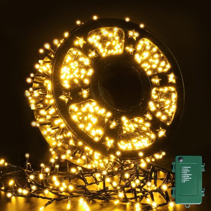 Світлодіодна гірлянда вулична LED (50 м, 1000 світлодіодів), теплий білий колір, 8 режимів роботи з функцією пам'яті