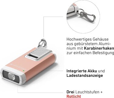 Ліхтар-брелок Ledlenser K6R Gold, 400 лм, акумуляторний, USB-A, з червоним світлом