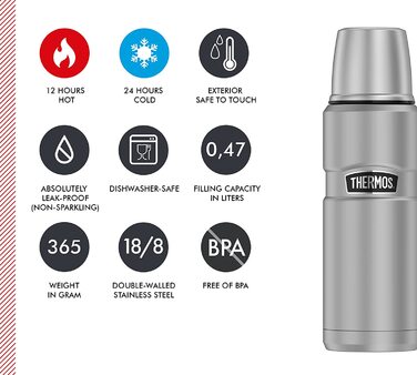 Термос Thermos Stainless King 470 мл, матова нержавіюча сталь, без ручки