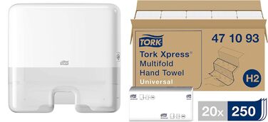 Диспенсер для паперових рушників Tork Mini настінний + набір паперових рушників H2 Universal (20×250 аркушів)