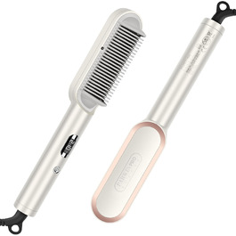 Іонна щітка-випрямляч для волосся PARWIN PRO BEAUTY з LED-індикатором, 4 температурні режими, захист від опіків, шампань срібло