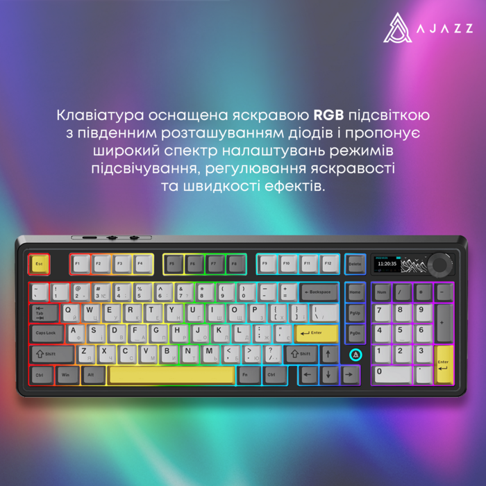 Бездротова механічна клавіатура Ajazz AK980 Clear Sky Switch Black-Gray-Yellow (AK980-CS-BGY)