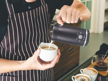 Електричний спінювач молока BEPER P101CAF001, 300 мл, 500 Вт, 4 режими, чорний, з кришкою