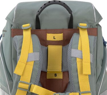 Дитячий шкільний рюкзак LÄSSIG Adventure Bus зелений, набір 6в1: спортивна сумка, пенал, футляр для олівців, мішок для взуття, нагрудна сумка, для дітей від 6 років