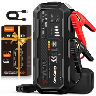 Бустер для автомобіля 8000A Powerbank Jump Starter для дизельних двигунів до 12л та бензинових до 10л