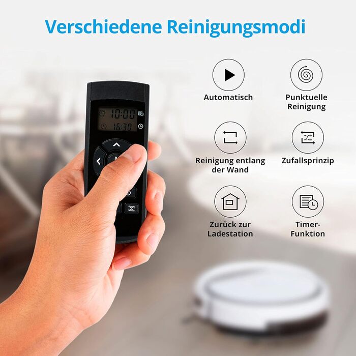 Робот-пилосос MEDION з функцією миття підлоги (90 хв роботи, 2-в-1, для твердих підлог, килимів, плитки, ламінату, оптимізований для шерсті тварин, повернення на зарядну станцію, MD 18501) білий