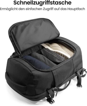 Дорожній рюкзак tomtoc 40L Reiserucksack для ручної поклажі, TSA-сумісний, чорний