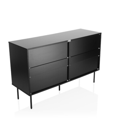 Тумба під TV/білизна KARBY S 120x40x75 см, 6 висувних ящиків, чорний колір, hjh LIVING