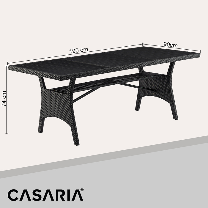 Стіл садовий з поліротанга Takeo Black 190x90x75см WPC