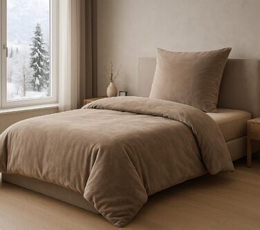Зимовий комплект постільної білизни MALIKA з плюшу Nicky-Teddy Cashmere Coral Fleece, колір Taupe, 155x220 см