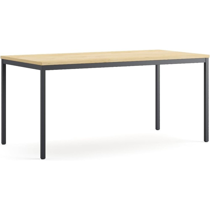 Стіл furni24 160x80x75 см, сталь, дуб, для офісу, кухні, геймінгу, TÜV/GS, легкий монтаж, багатофункціональний, антрацит