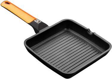 Гриль-сковорода BRA Efficient Orange 22 см, алюмінієва з антипригарним покриттям Platinum Plus, для індукції