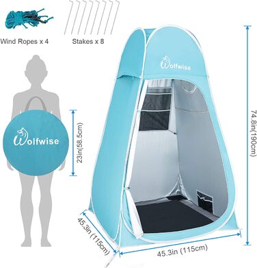 Намет для душу WolfWise Pop-Up з підлогою – сріблясте покриття, захист від сонця UV 50+, водонепроникний, для кемпінгу та пляжу, 1,9 м/2 м/2,1 м висоти, зелений