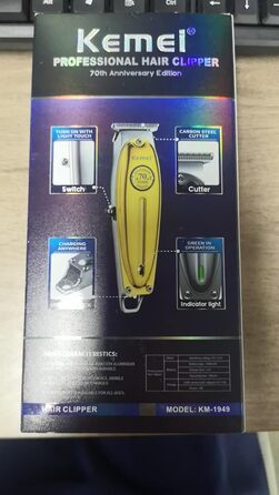 Професійна машинка для стрижки волосся Kemei, тример для бороди, акумуляторна, золотиста, з насадками, для чоловіків, перукарський інструмент