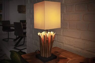 Настільна лампа з натурального мореного дерева Invicta Interior Design EUPHORIA з білим абажуром, ручна робота
