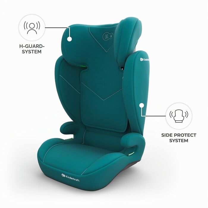 Дитяче автокрісло Kinderkraft I-SPARK 2 PRO (100-150 см), 2в1, i-Size, чорне/зелене