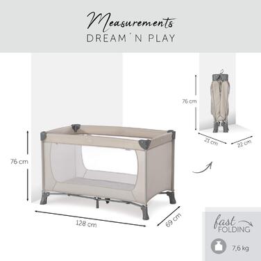 Дитяче ліжко-манежа Hauck Dream N Play Beige, 120x60 см, з переносною сумкою та складним дном
