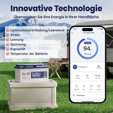 LiFePO4 акумулятор Timeusb Pro 12V 100Ah (640Wh) з BMS 50A та Bluetooth, літієва батарея H190