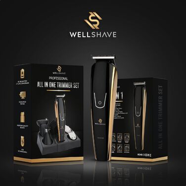 Wellshave 5 в 1 Тример для бороди та тіла чоловічий, багатофункціональний, з регулюванням довжини