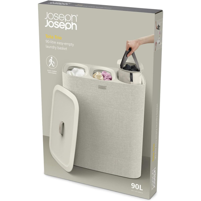Кошик для білизни Joseph Joseph тріо 90 л з кришкою бежевий