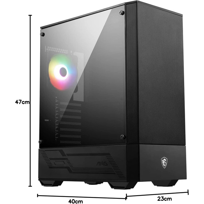 Корпус MSI MAG Forge 110R Mid-Tower ATX, чорний, з RGB підсвічуванням, 2x USB 3.0, 1x 120мм A-RGB вентилятор
