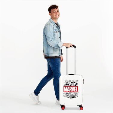 Дитяча валіза Marvel Avengers, біла, 55×40×20 см, ABS, з кодовим замком, 34 л, 2,6 кг, 4 колеса, ручна поклажа