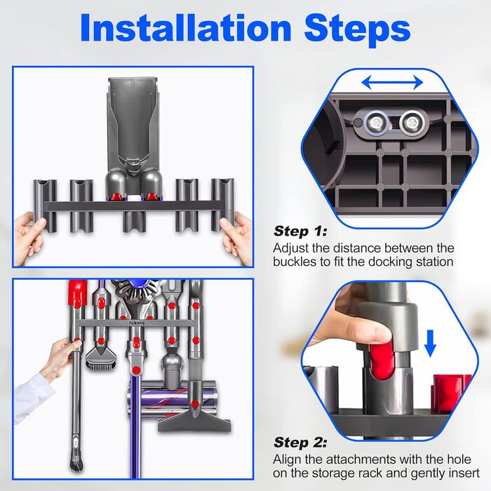 Кріплення для пилососа Dyson BellaGesundheit, настінна док-станція для моделей V7, V8, V10, V11, V15, V7 Slim, V8 Slim, V12 Slim, V11 Outsize, Digital Slim, Outsize, універсальна підставка-утримувач аксесуарів