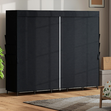 Тканинна шафа для одягу, пилозахисна, портативна, 5 штанги, 212 x 45 x 167 см, чорна