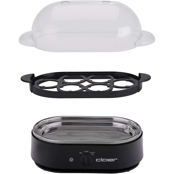 Яйцеварка Cloer 6080, 350 Вт, чорна, з акустичним сигналом
