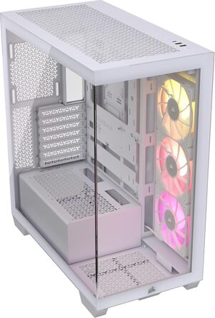 Корпус для ПК CORSAIR iCUE LINK 3500X RGB, середній ATX, білий, загартоване панорамне скло, сумісний з реверсивним підключенням материнської плати, 3 вентилятори RX120 RGB у комплекті