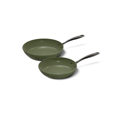 Набір сковорідок Cook&Pan Induktion Dark Olive 24/28 см з керамічним антипригарним покриттям Greenshield (без PFAS та тефлону) - 2 шт.