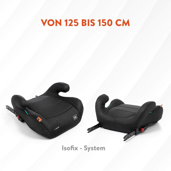 Автокрісло-бустер BABYAUTO NAUNA ISOFIX, група 3 (22-36 кг, 5-12 років), i-Size, додаткове ущільнення, чорний