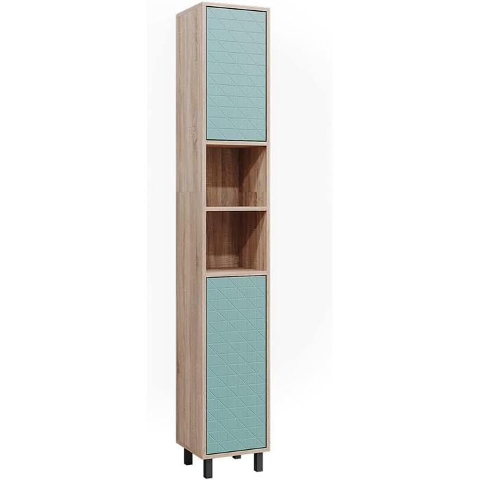Високий шафа для ванної Vicco Agasta, м'ятно-зелена/сонома, 30 x 190,3 см