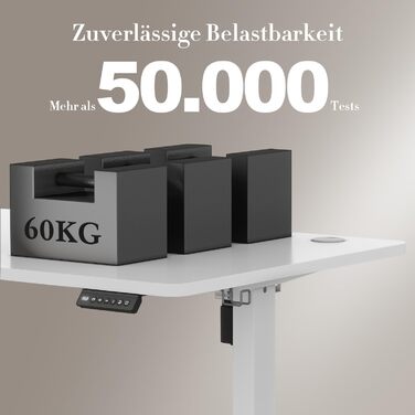 Електричний стіл Airfish 140x60 см, білий, регульований по висоті 73-118 см, з USB-роз'ємом і пам'яттю положень