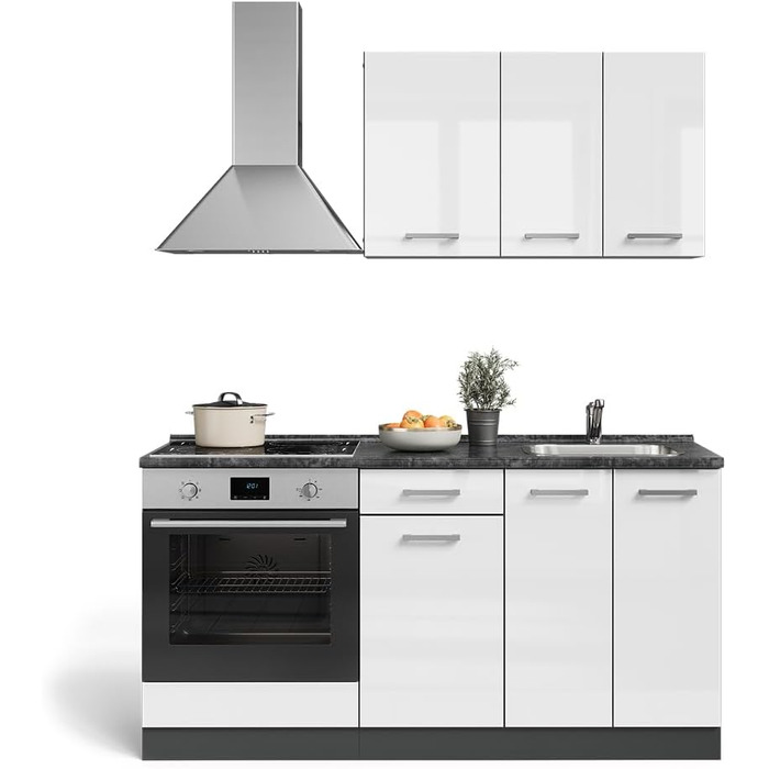 Модульна кухня Vicco R-Line, дуб Goldkraft/антрацит, 160 см, з шафою під плиту, підготовка під мийку та електроприлади (без стільниці)