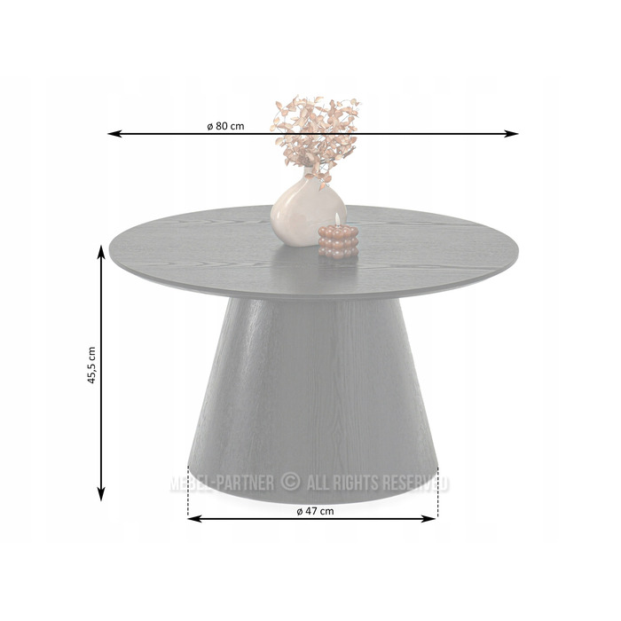 Журнальний стіл Mebel-Partner круглий, 80 x 80 x 45,5 см, колір дуб