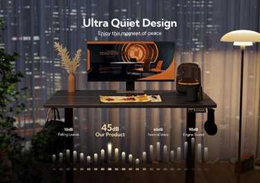 Електричний регульований стіл Claiks 120x60 см, чорний каркас і стільниця, письмовий стіл для роботи стоячи та сидячи