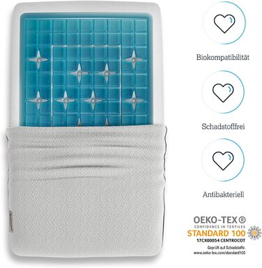 Ортопедична подушка Technogel Deluxe для підтримки шиї – гелеве сертифіковане безпечне подушка для спини та бокового сну з наволочкою, 66x40x11 см