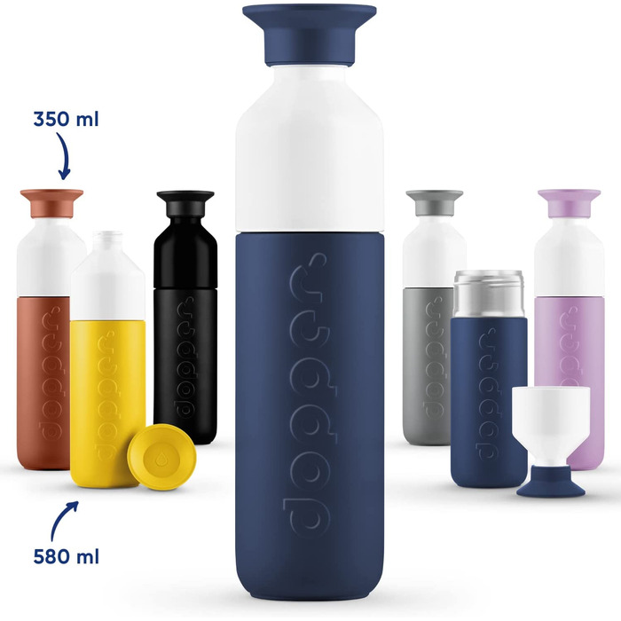 Термос Dopper Breaker Blue 350 мл – нержавіюча сталева термочашка для кави, чаю, подвійні стінки, тримає 24 год холод, 9 годин тепло, герметична, для напоїв, синя